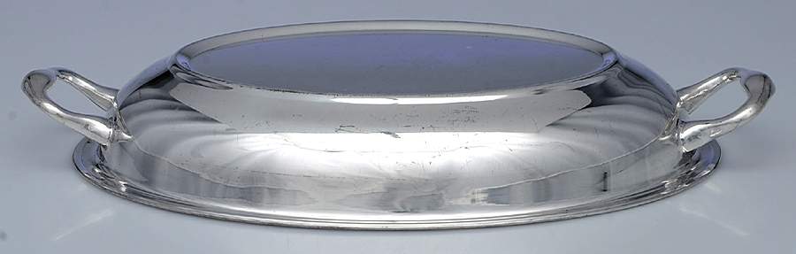 102 (Silverplate, Hollowware) Double Vegetable Bowl-Lid by Academy-1