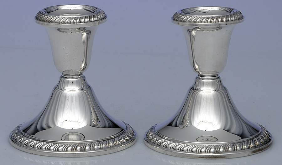 S41 (Sterling, Hollowware) Pair of Weighted Console Candleholders by Alvin-1