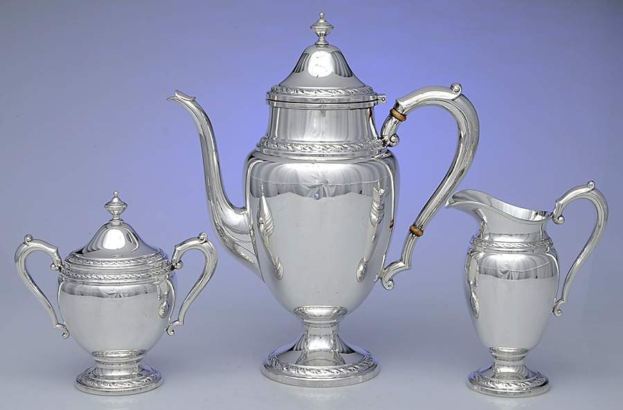 816 (Sterling, Hollowware) 3-Piece Coffee Set with Coffee Pot by Amston-1