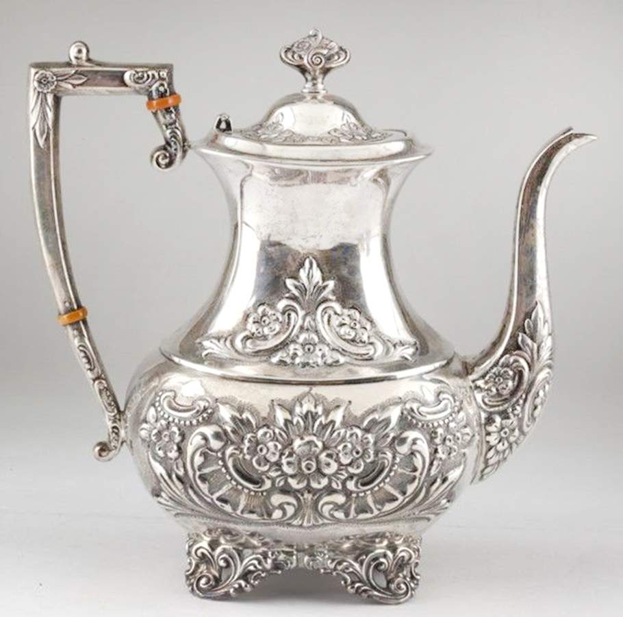 Donatello (Sterling, Hollowware, Hand Chased) Coffee Pot by Amston-1
