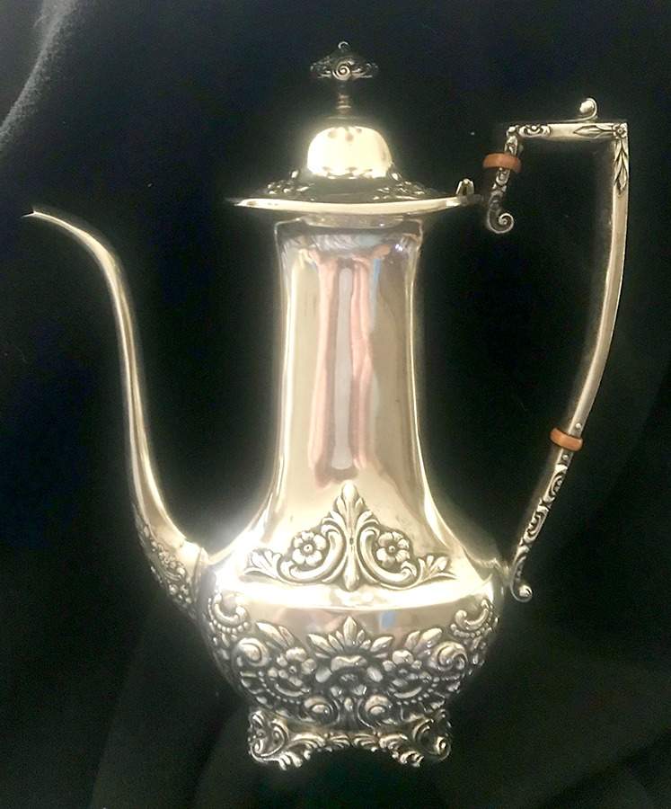 Donatello (Sterling, Hollowware, Hand Chased) Mini Coffee Pot by Amston-1