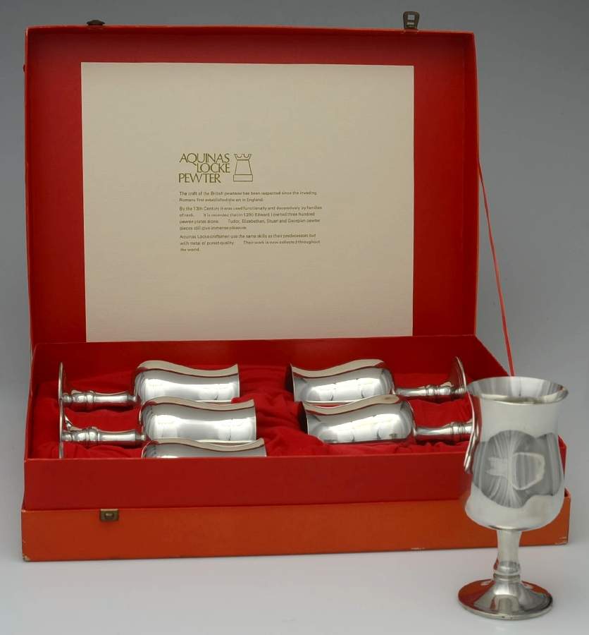 Pewter Hollowware Water Goblet - Set of 6 by Aquinas Locke Pewter-1