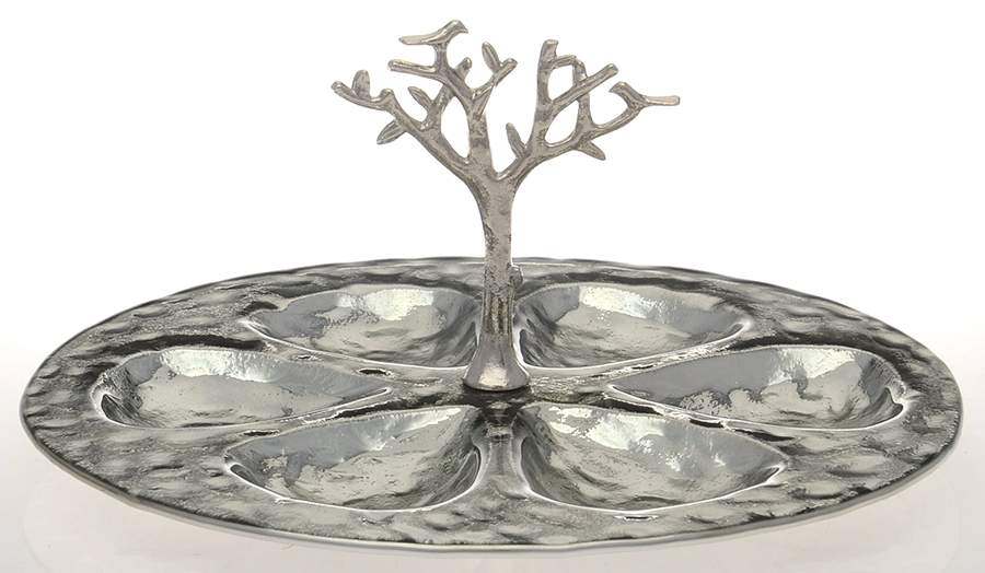 Tree of Life (Nickelplate, Hollowware) 6 Section Seder Plate by Michael Aram-1