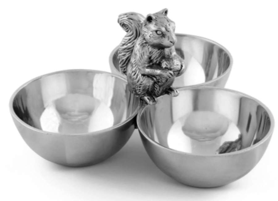 Forest (Aluminum, Hollowware) 3 Section Nut Serving Bowl by Arthur Court-1