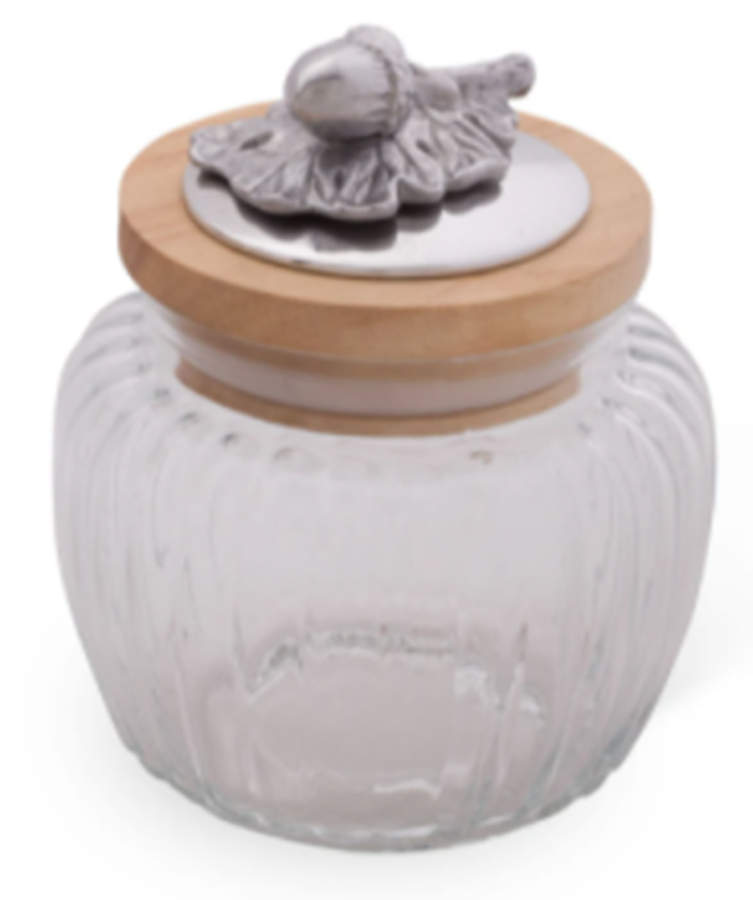 Forest (Aluminum, Hollowware) Small Glass Canister & Metal Lid by Arthur Court-1