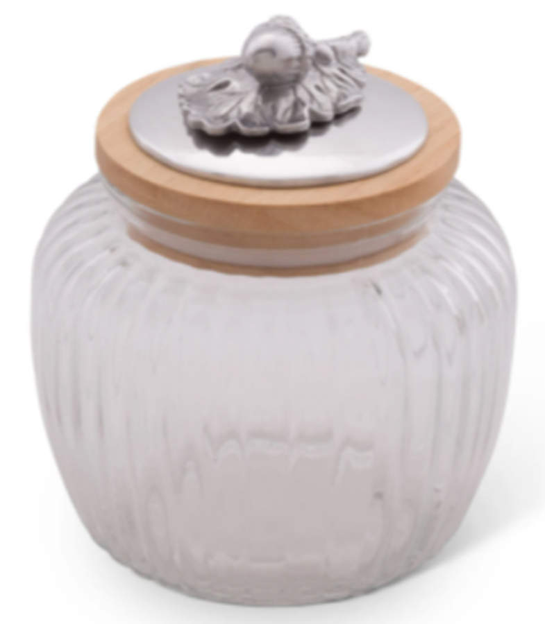 Forest (Aluminum, Hollowware) Medium Glass Canister & Metal Lid by Arthur Court-1