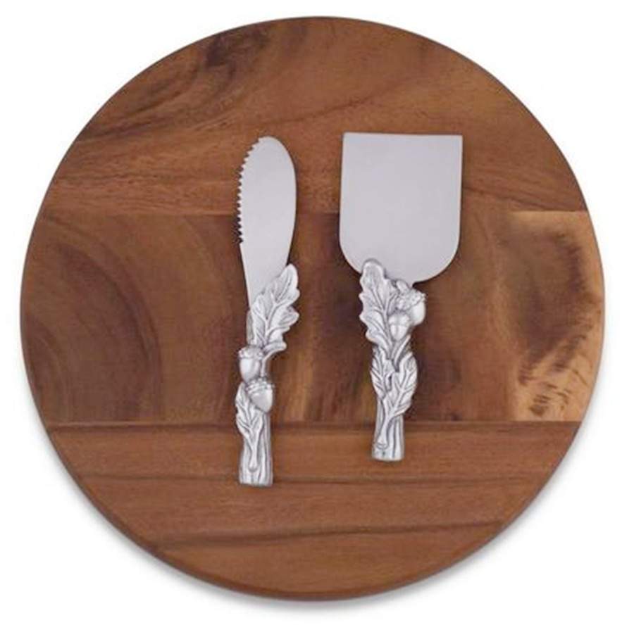 Forest (Aluminum, Hollowware) Wood Cheese Board with Knife & Plane by Arthur Court-1