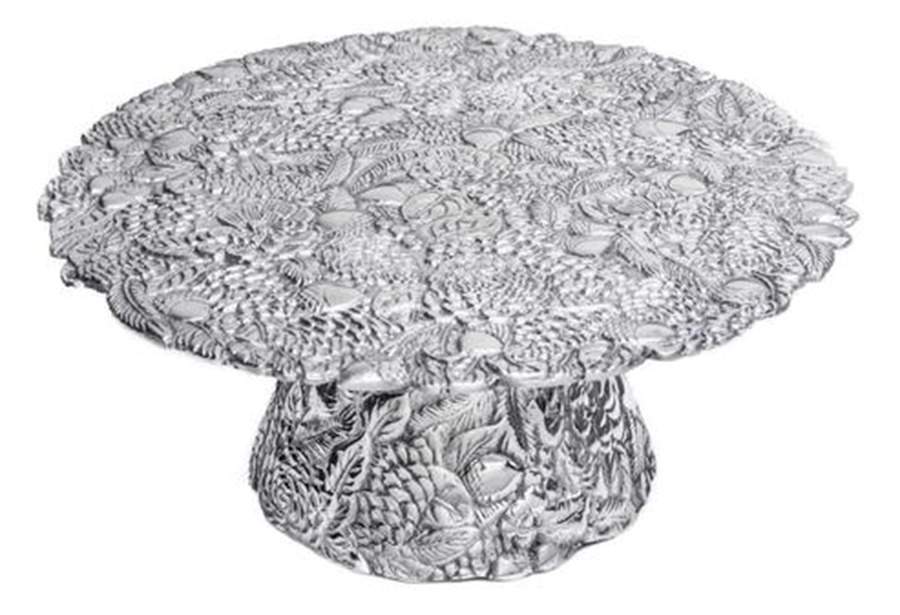 Forest (Aluminum, Hollowware) 13" Diameter Pedestal Cake Stand by Arthur Court-1