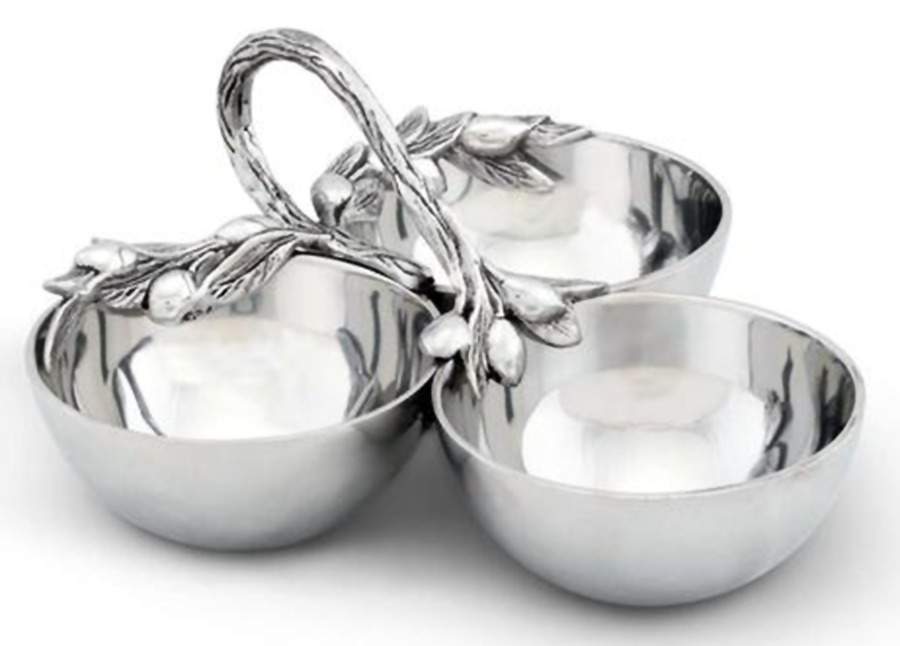Olive Grove (Aluminum, Hollowware) 3 Part Divided Server by Arthur Court-1