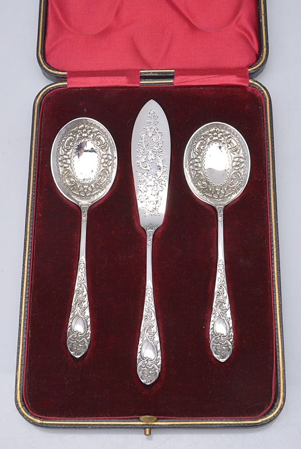 Silverplate Flatware (3pc) Jelly Set (2 Small Spoons & 1 Knife) by Allen & Darwin-1