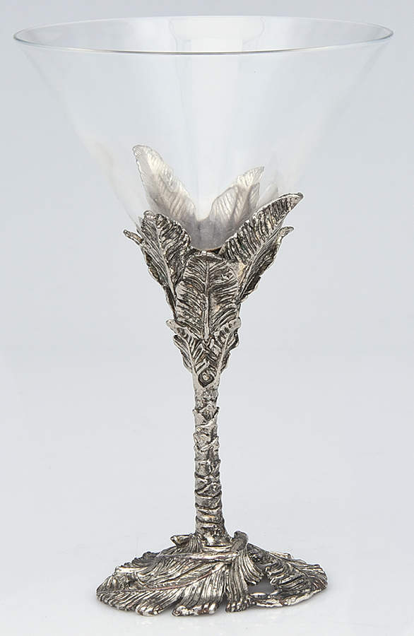 Palm Tree (Aluminum, Hollowware) Martini with Glass Bowl by Arthur Court-1