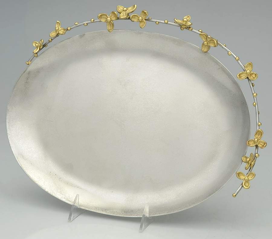 Bittersweet (Aluminum, Hollowware) 12" Oval Serving Platter by Michael Aram-1