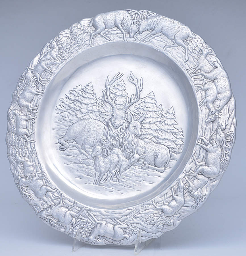 Antler (Pewter, Hollowware) 14" Round Tray by Arthur Court-1