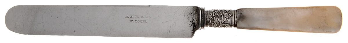 Pearl Handle 4 (Silverplate) Breakfast Knife with Silverplate Blade by A. J. Jordan-1