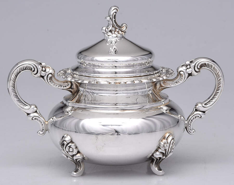 AHD3 (Sterling, Hollowware) Sugar Bowl & Lid by ALT-Heidelberg Silver-1