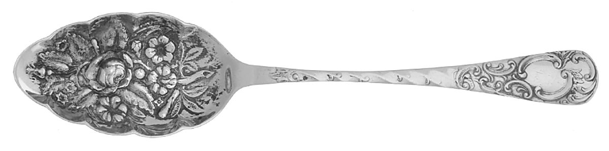 BBS1 (SILVERPLATE) Berry Casserole Spoon Solid Medium Embossed Bowl by Barker Bros Ltd. Flatware-1