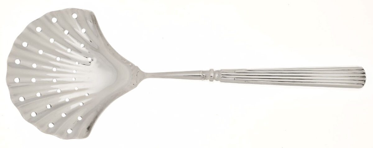 Doric (Sterling) Pierced Vegetable Serving Spoon w/ Hollow Handle & Sterling Bowl by Buccellati-1