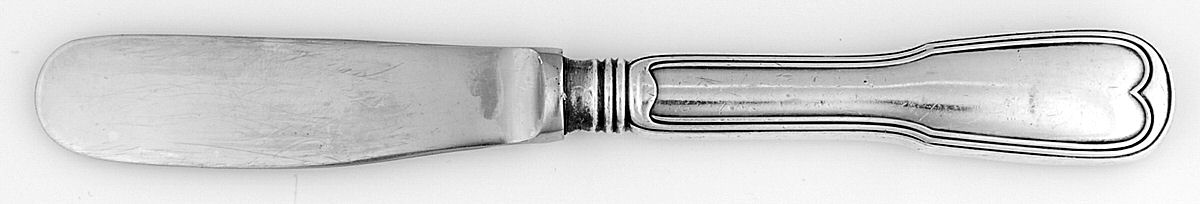 Nantucket (Silverplate) Butter Spreader Hollow Hdl-Paddle/Stainless Blade by Buccellati-1