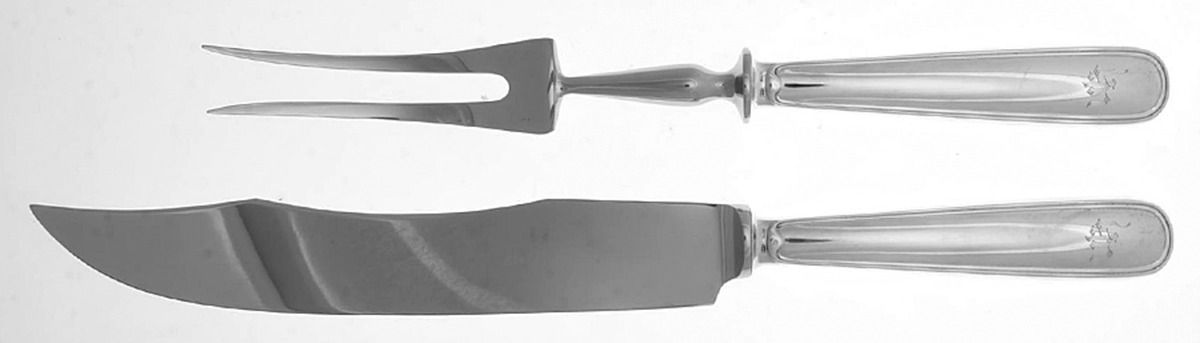 Old Italian (Sterling) Large 2-Piece Roast Carving Set w/Stainless Blade by Buccellati-1