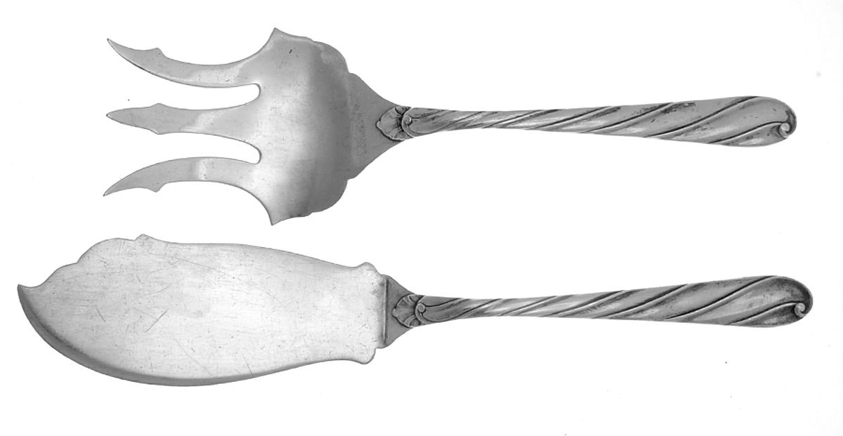 Torchon (Sterling) 2 Piece Large Solid Fish Serving Set by Buccellati-1