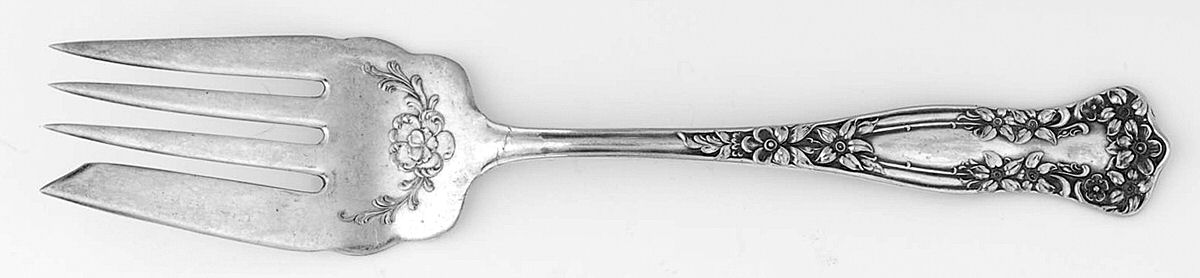Loraine (Silverplate, 1913) Medium Solid Cold Meat Serving Fork by Benedict-1