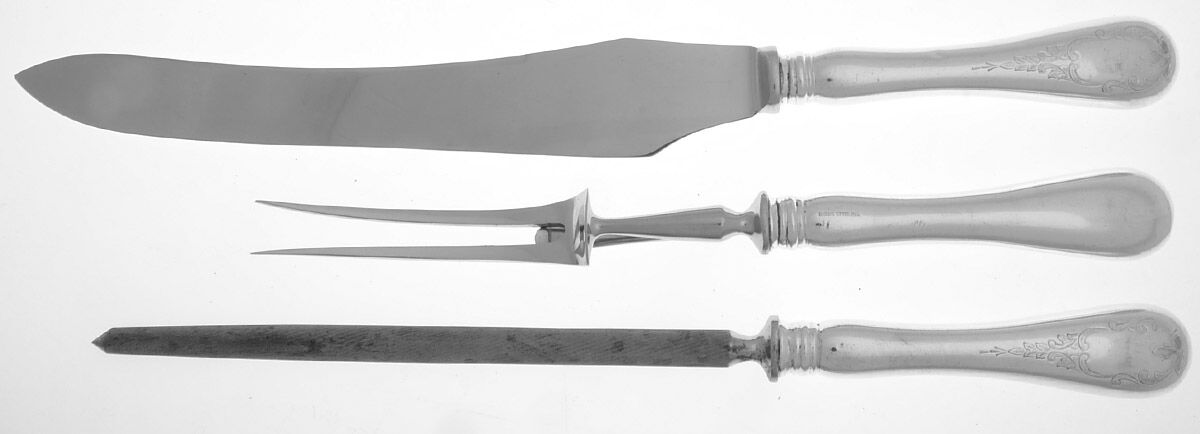 Brentwood (Sterling) Large 3-Piece Roast Carving Set w/ Stainless Blade by Birks Silver-1