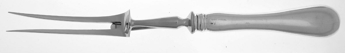 Brentwood (Sterling) Large Stainless-Prong Roast Carving Fork by Birks Silver-1