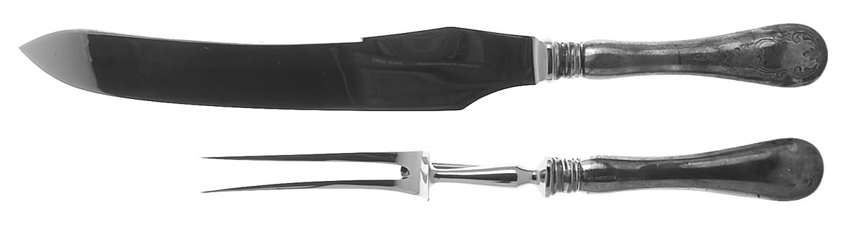 Brentwood (Sterling) Large 2-Piece Roast Carving Set w/Stainless Blade by Birks Silver-1