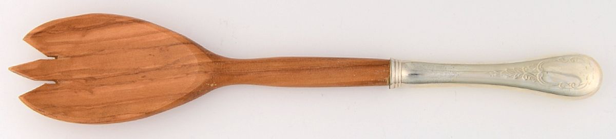 Brentwood (Sterling) Salad Serving Fork with Wooden Prongs by Birks Silver-1