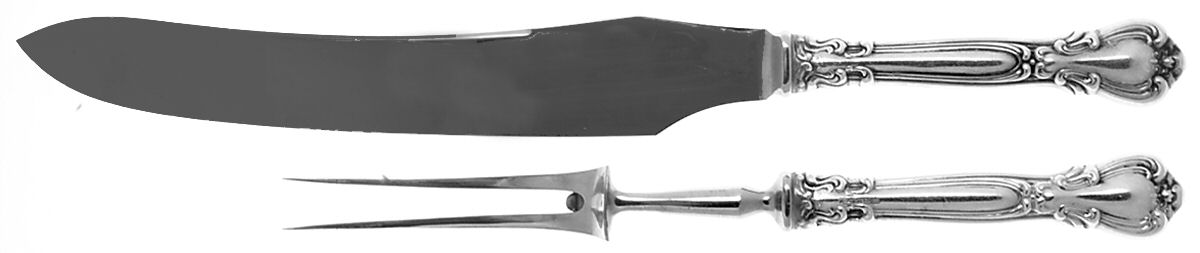 Chantilly (Sterling, No Monograms) Large 2-Piece Roast Carving Set w/Stainless Blade by Birks Silver-1