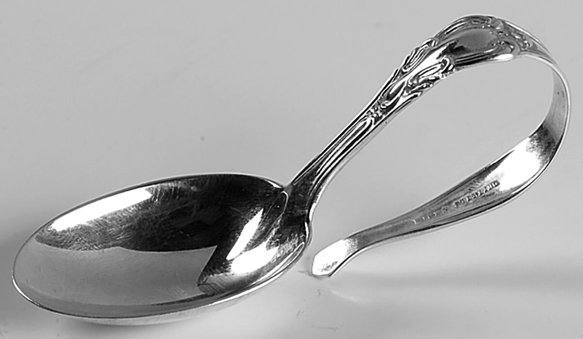 Chantilly (Sterling, No Monograms) Curved Handle Baby Spoon by Birks Silver-1