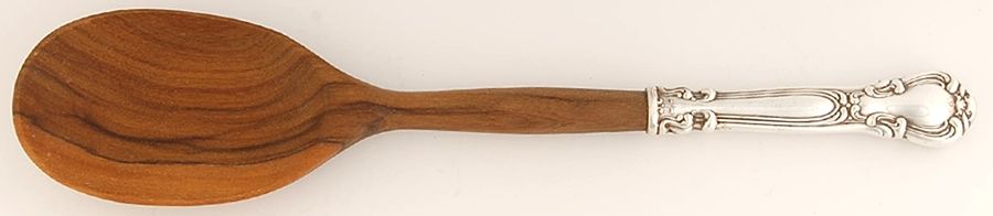 Chantilly (Sterling, No Monograms) Salad Serving Spoon with Wooden Bowl by Birks Silver-1