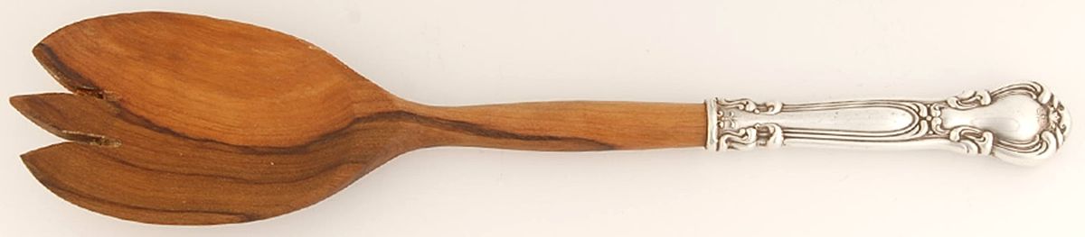 Chantilly (Sterling, No Monograms) Salad Serving Fork with Wooden Prongs by Birks Silver-1