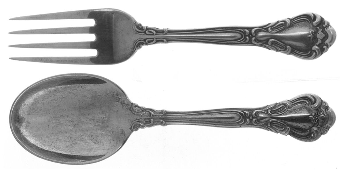 Chantilly (Sterling, No Monograms) 2 Pc Baby Set (BF, BS) by Birks Silver-1