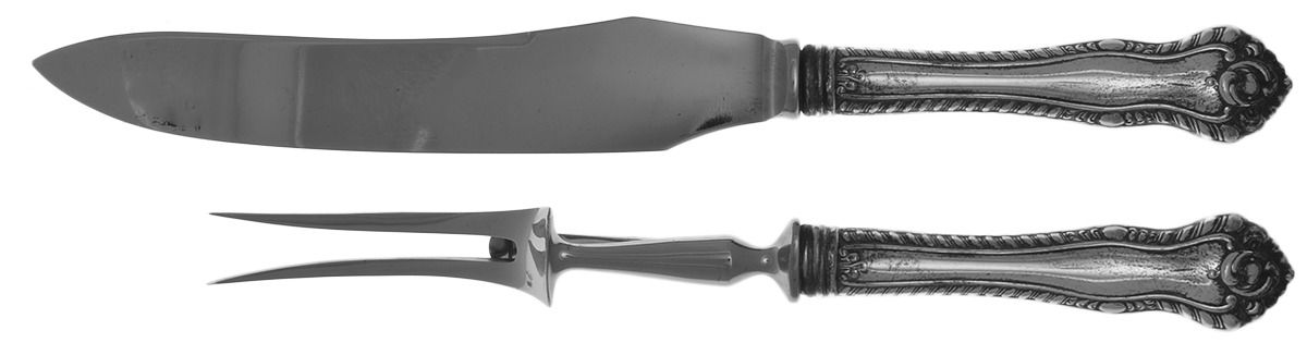 Gadroon (Sterling, No Monograms) Small Stainless Blade 2-Piece Steak Carving Set by Birks Silver-1