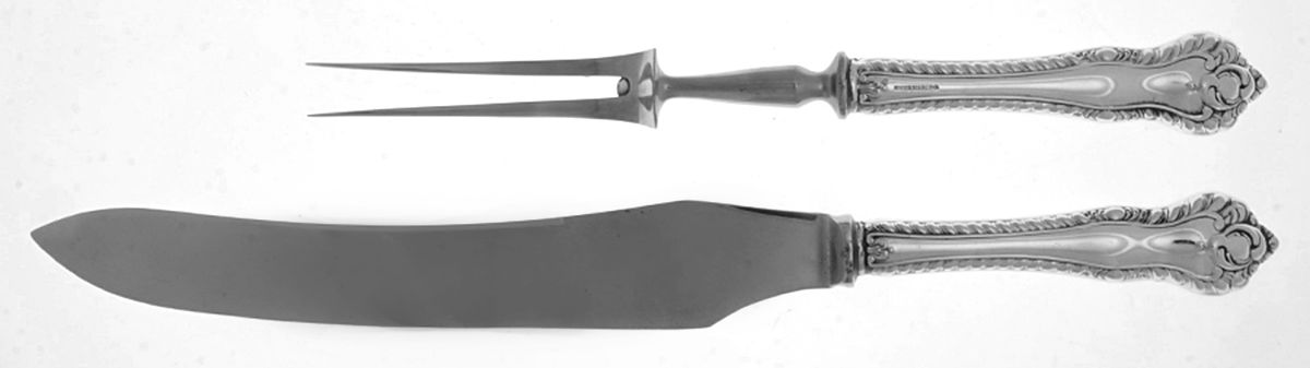 Gadroon (Sterling, No Monograms) Large 2-Piece Roast Carving Set w/Stainless Blade by Birks Silver-1