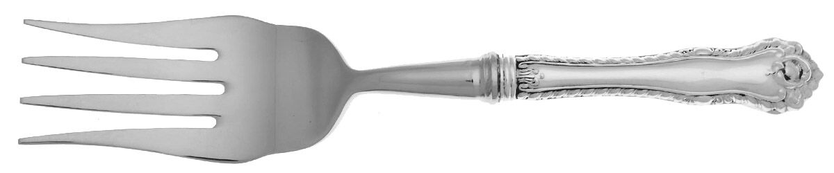 Gadroon (Sterling, No Monograms) Cold Meat Fork Large, Stainless Tines HC by Birks Silver-1