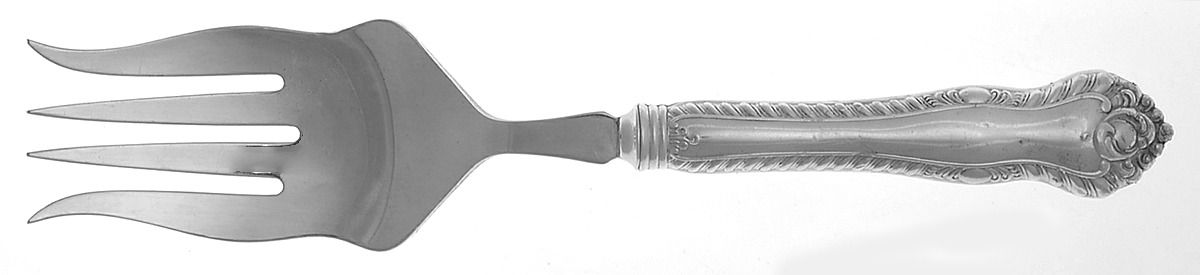 Gadroon (Sterling, No Monograms) Medium Cold Meat Serving Fork, Plated Tines by Birks Silver-1