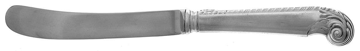George II-Plain (Sterling, 1914) Butter Spreader Hollow Hdl-Paddle/Stainless Blade by Birks Silver-1
