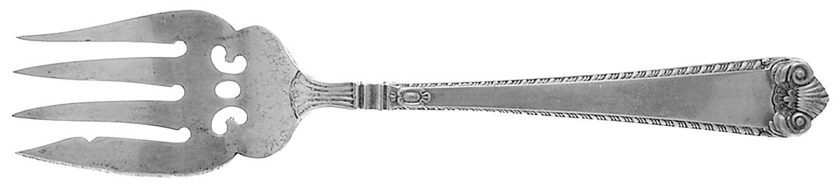 George II-Plain (Sterling, 1914) Small Solid Cold Meat Serving Fork by Birks Silver-1