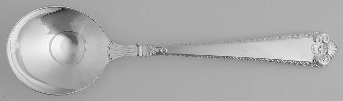 George II-Plain (Sterling, 1914) Round Bowl Soup Spoon (Gumbo) by Birks Silver-1