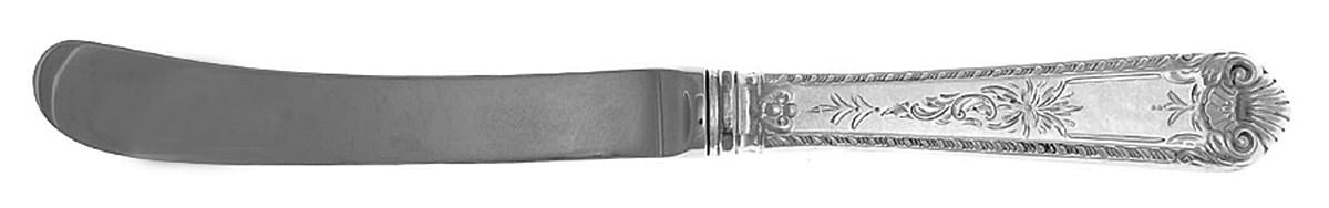 George II-Engraved (Sterling, 1998) Butter Spreader Hollow Hdl-Paddle/Stainless Blade by Birks Silver-1