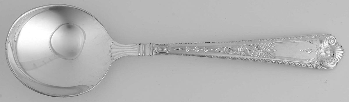George II-Engraved (Sterling, 1998) Round Bowl Soup Spoon (Gumbo) by Birks Silver-1