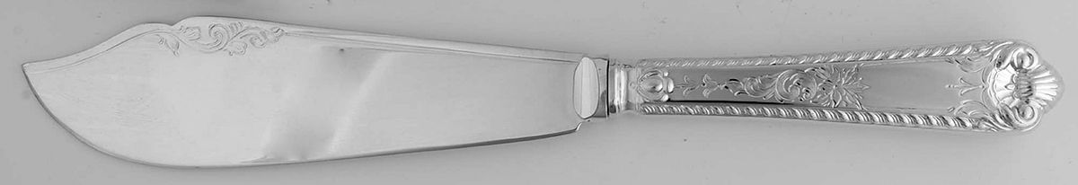 George II-Engraved (Sterling, 1998) Hollow Handle Fish Serving Knife, Silverplt Blade by Birks Silver-1