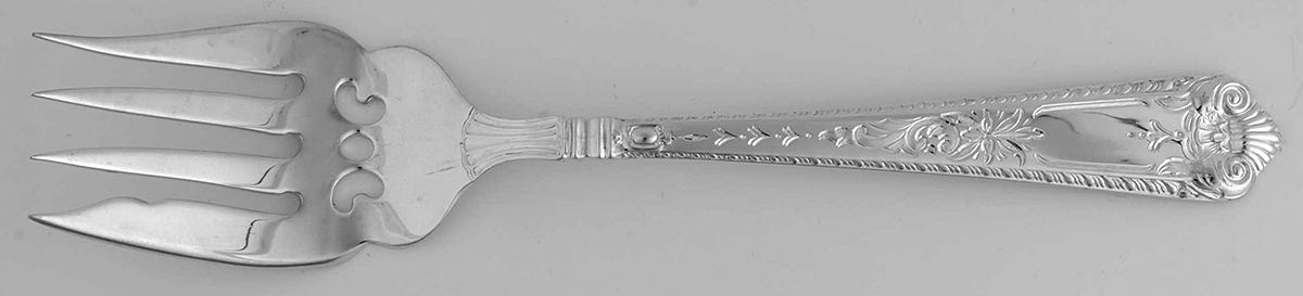 George II-Engraved (Sterling, 1998) Small Solid Cold Meat Serving Fork by Birks Silver-1