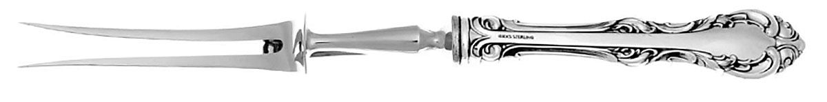 Laurentian (Sterling) Large Stainless-Prong Roast Carving Fork by Birks Silver-1