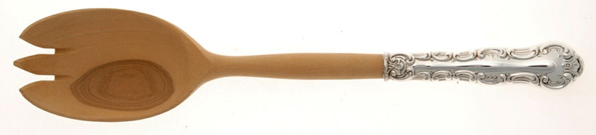 Louis De France (Silverplate) Salad Serving Fork with Wooden Prongs by Birks Silver-1