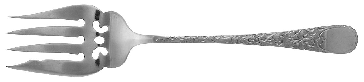 London Engraved (Sterling, 1914, No Monograms) Small Solid Cold Meat Serving Fork by Birks Silver-1