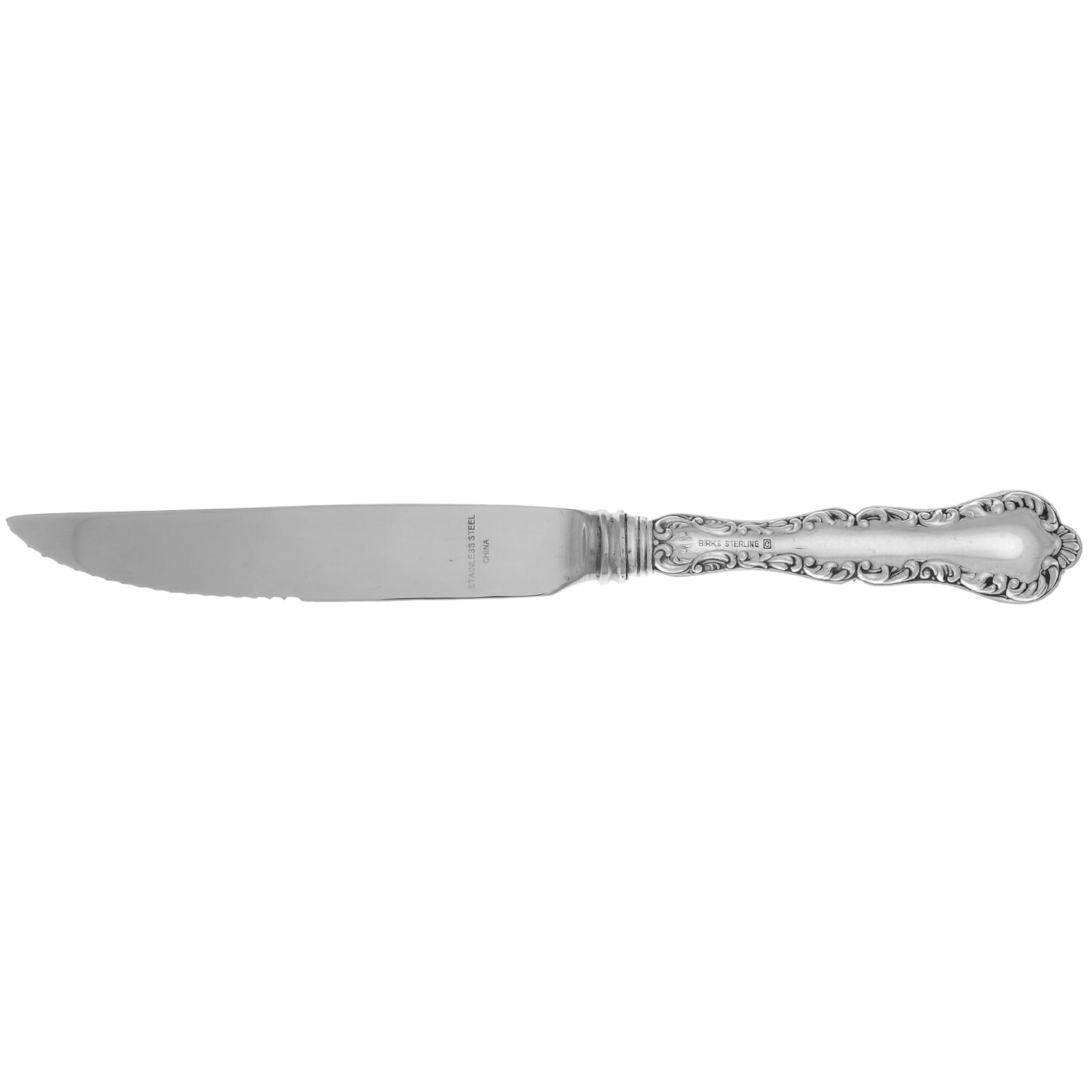 Louis XV (Sterling, 1914) Steak Knife Individual Hollow, Serrate HC by Birks Silver-1