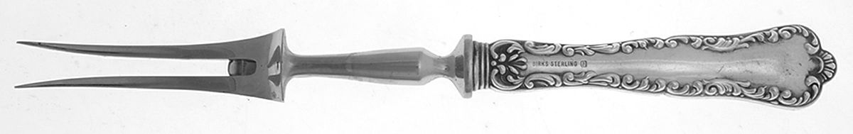 Louis XV (Sterling, 1914) Small Steak Carving Fork with Stainless Prongs by Birks Silver-1